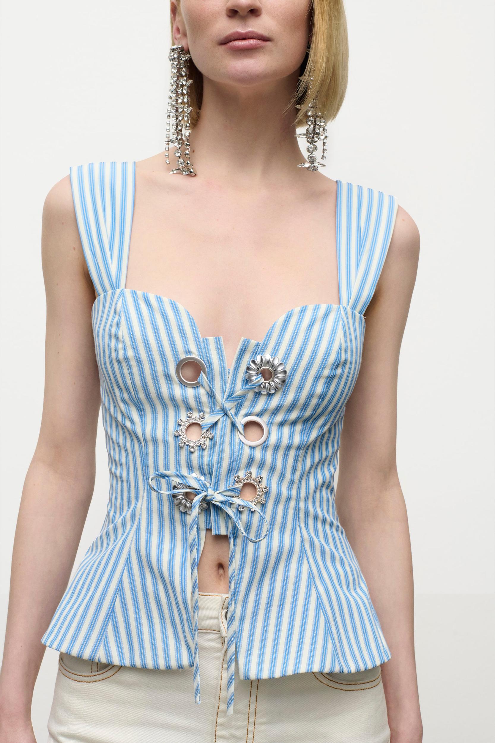 Crystal Grommet Poplin Corset Top Product Image