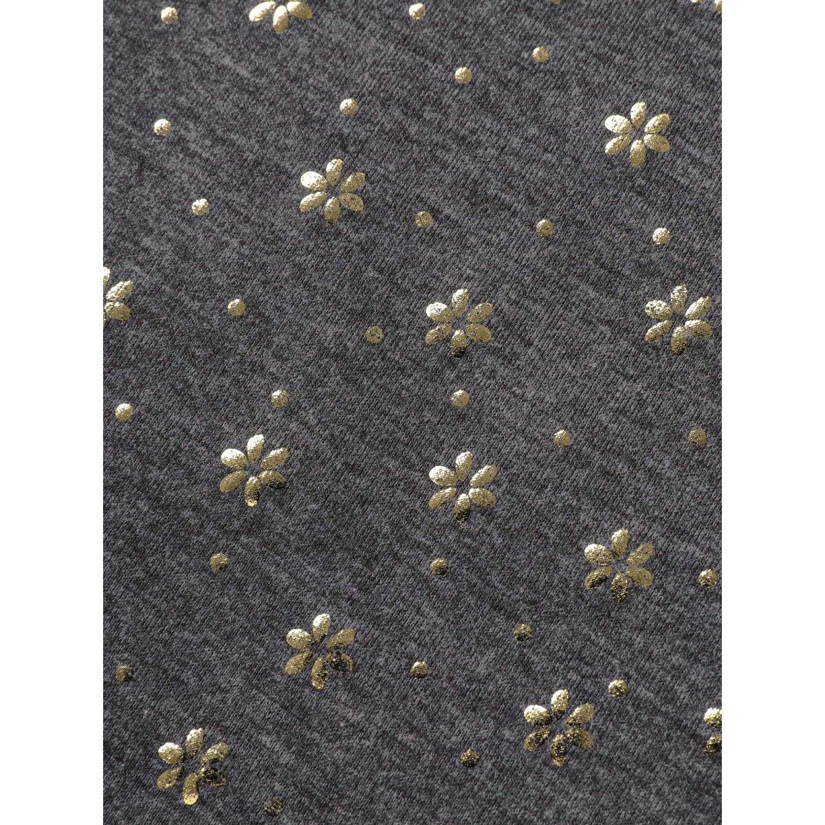 Plus Size Supersoft Stretchy Gold Floral T-Shirt DimGray Women Leisure Non V-neck Casual T-shirts BloomChic 10/M Product Image