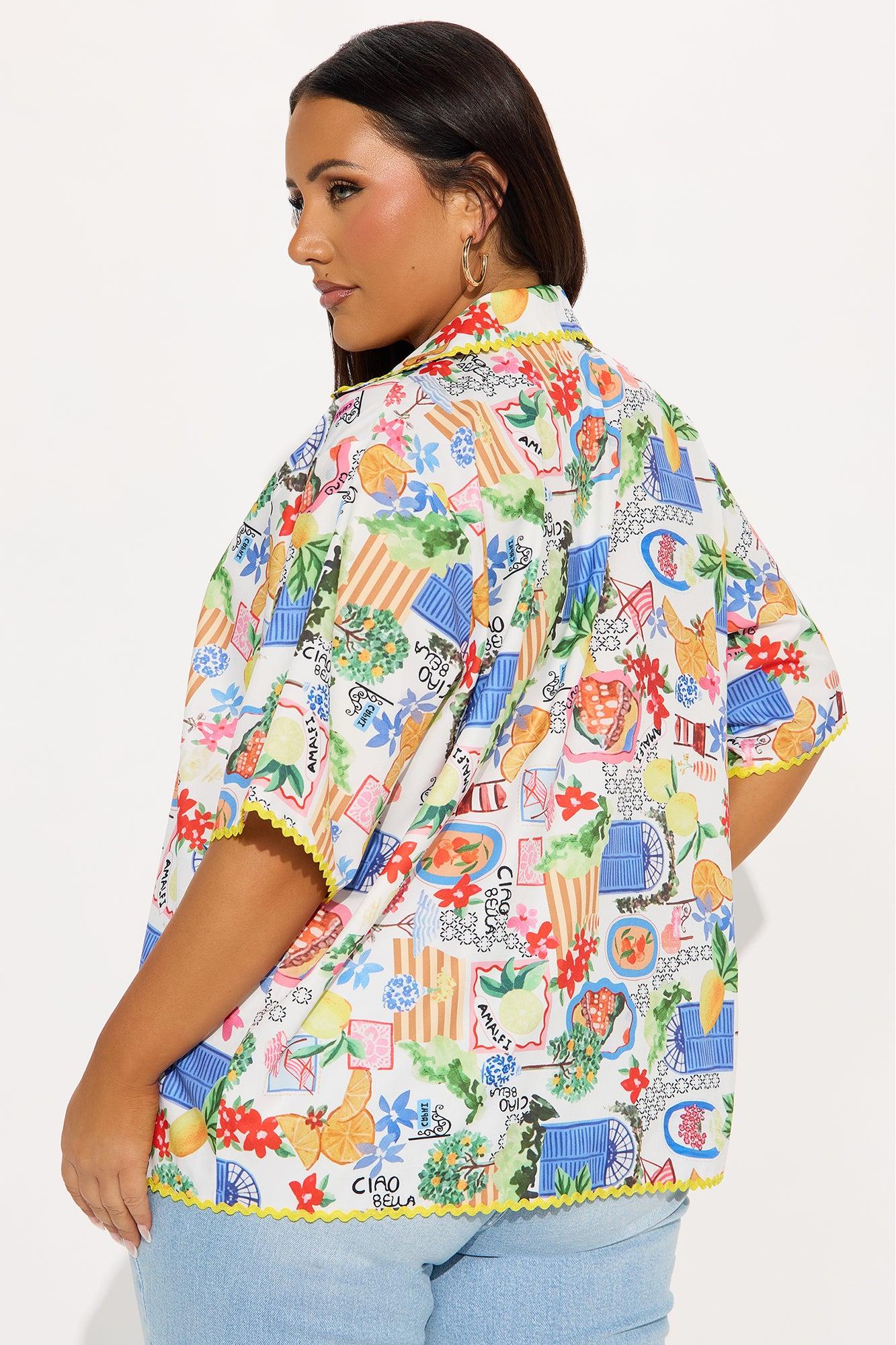 A Taste Of Summer Button Up Shirt - Multi Color Product Image