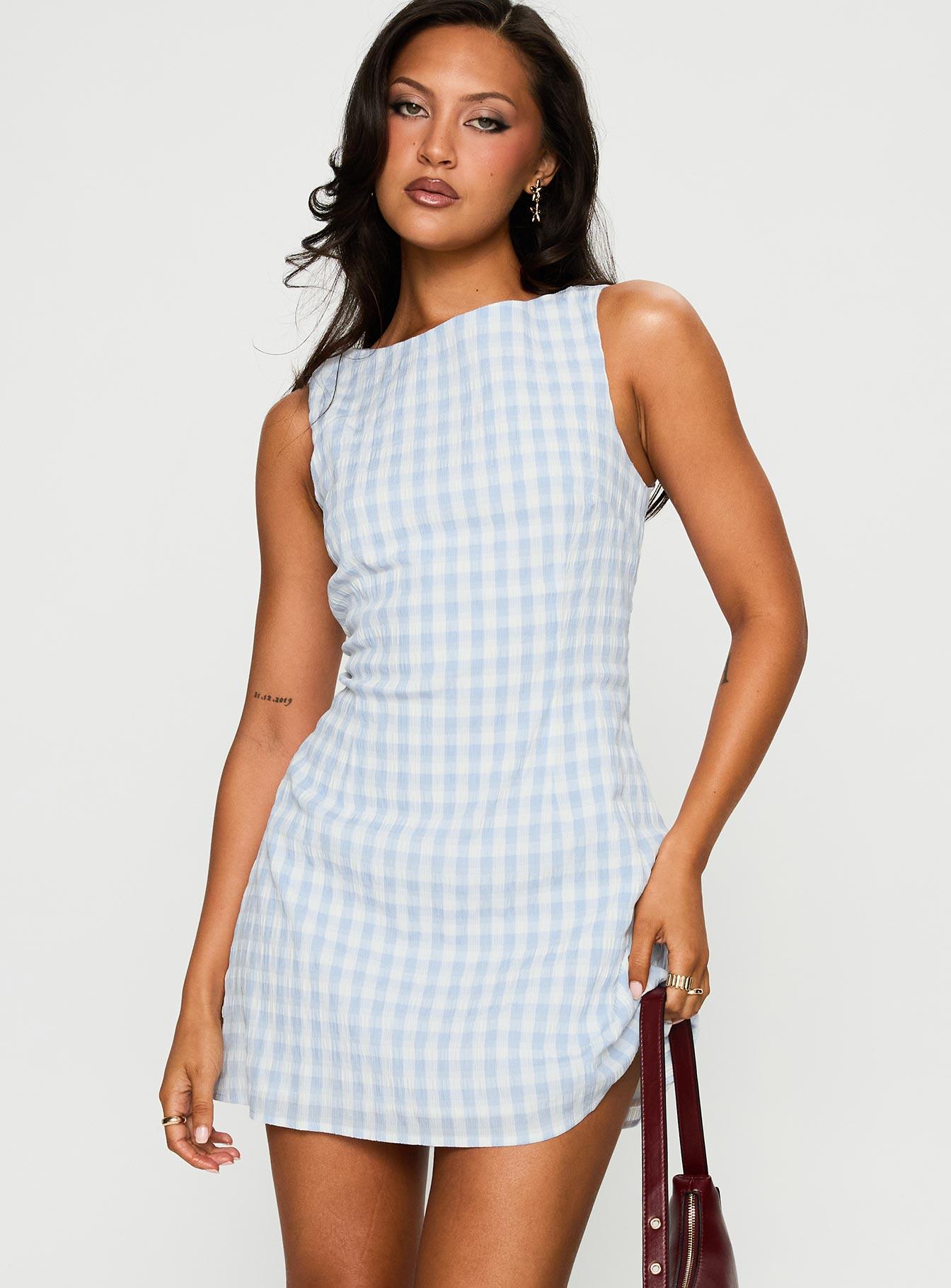 Alfalfa Mini Dress Blue Check Product Image