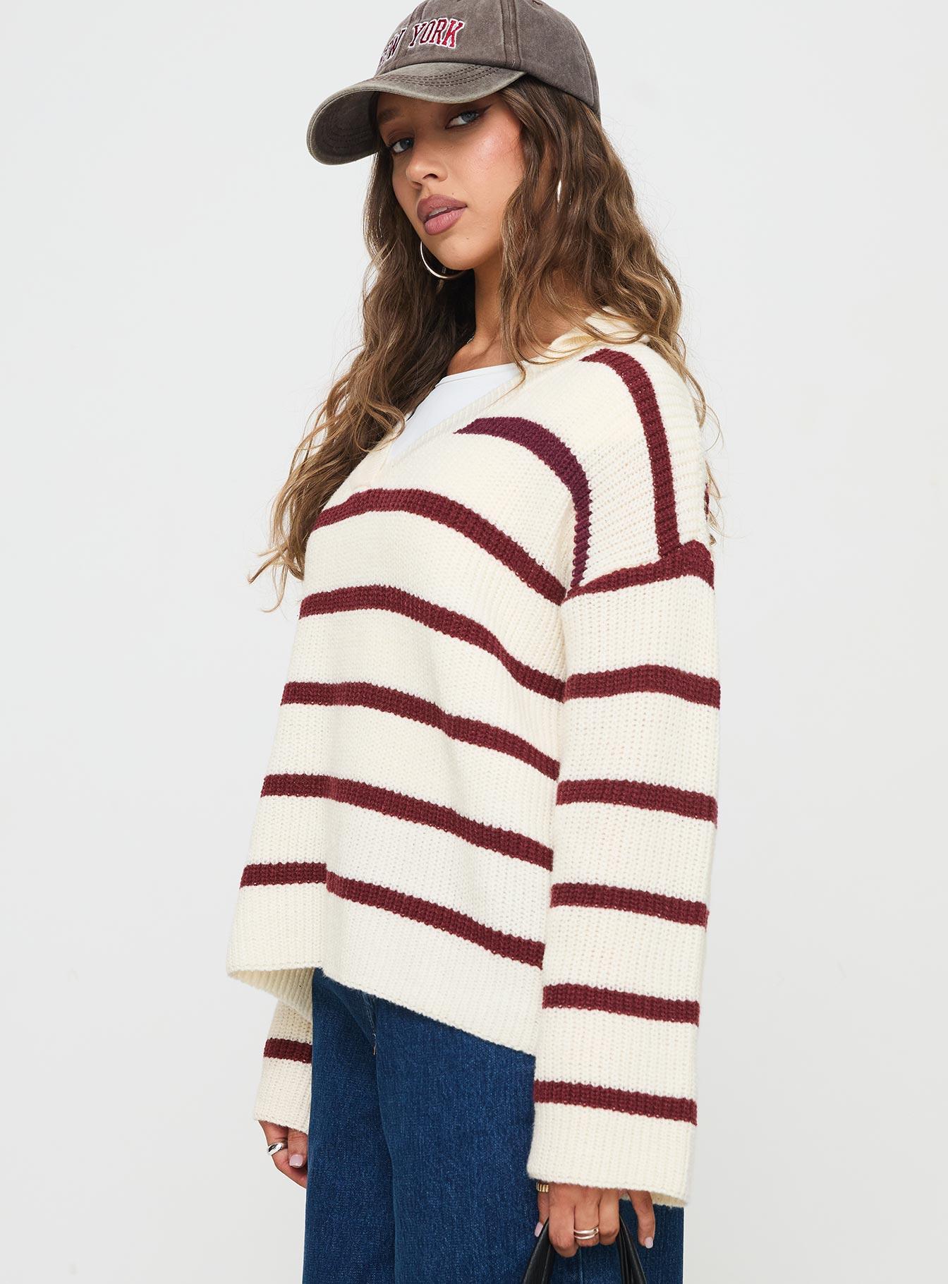 Forte Knit Sweater Red / Cream Product Image