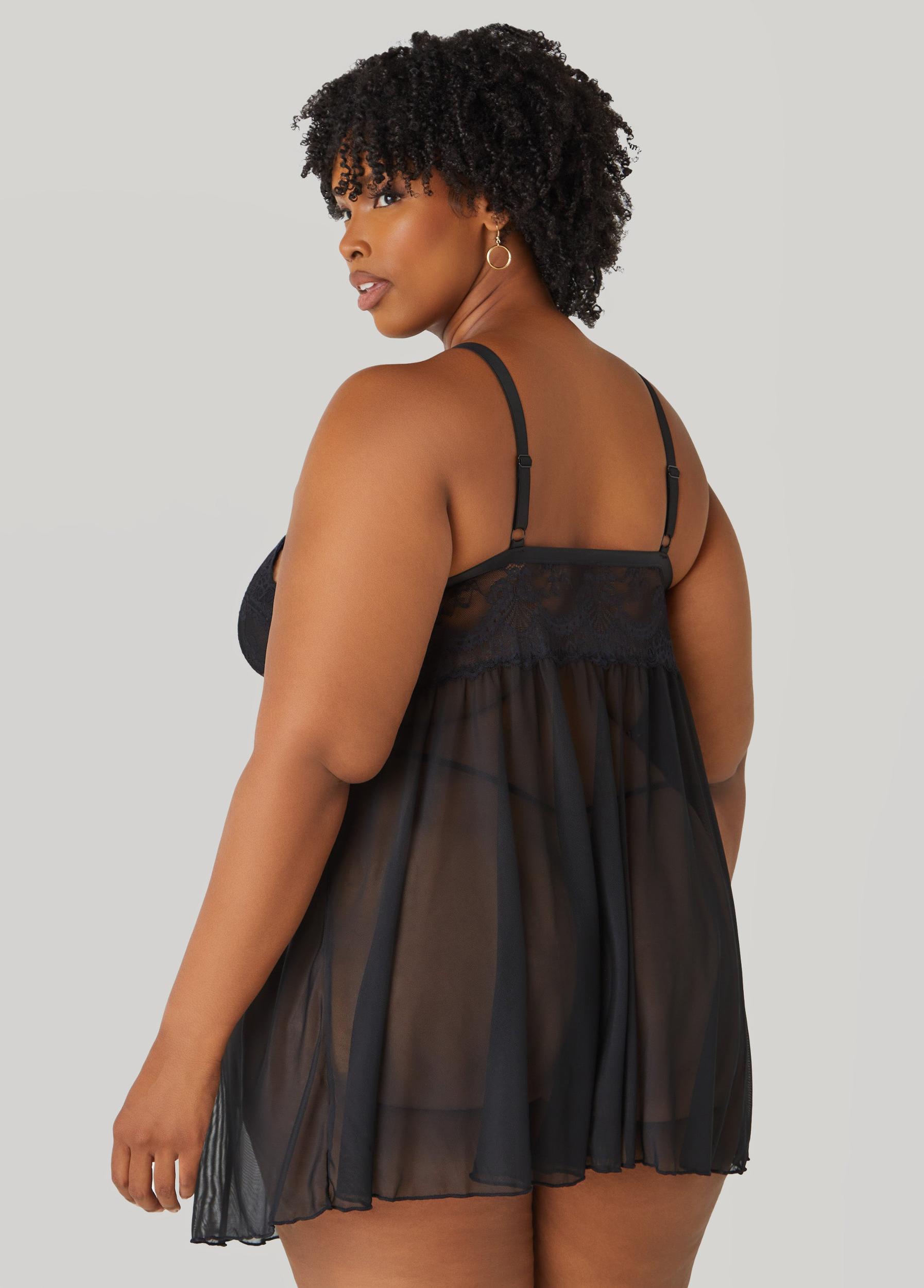 Mesh And Lace Babydoll Set Product Image