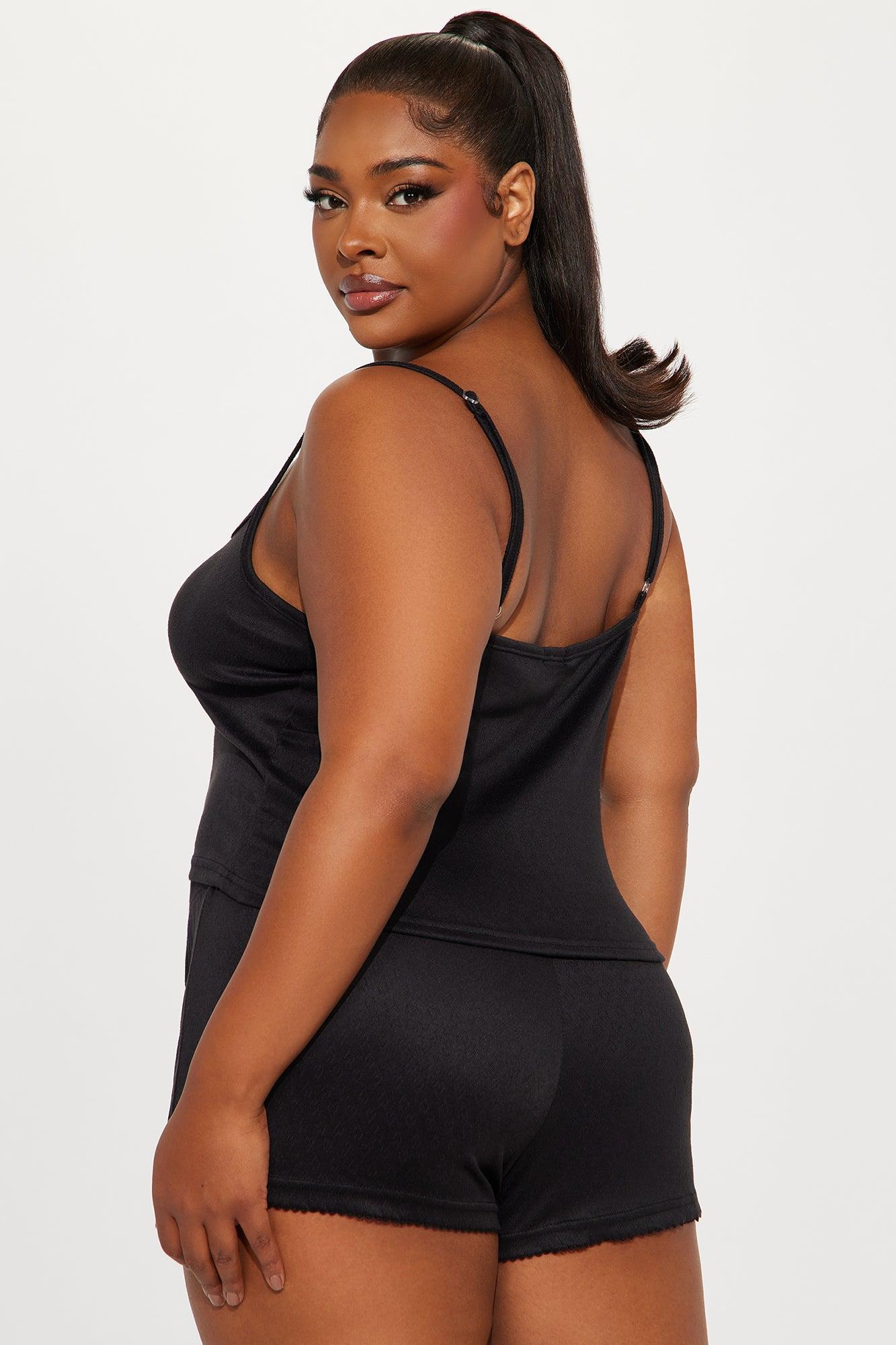 Bow Era Pointelle Cami PJ Short Set - Black/Pink Product Image