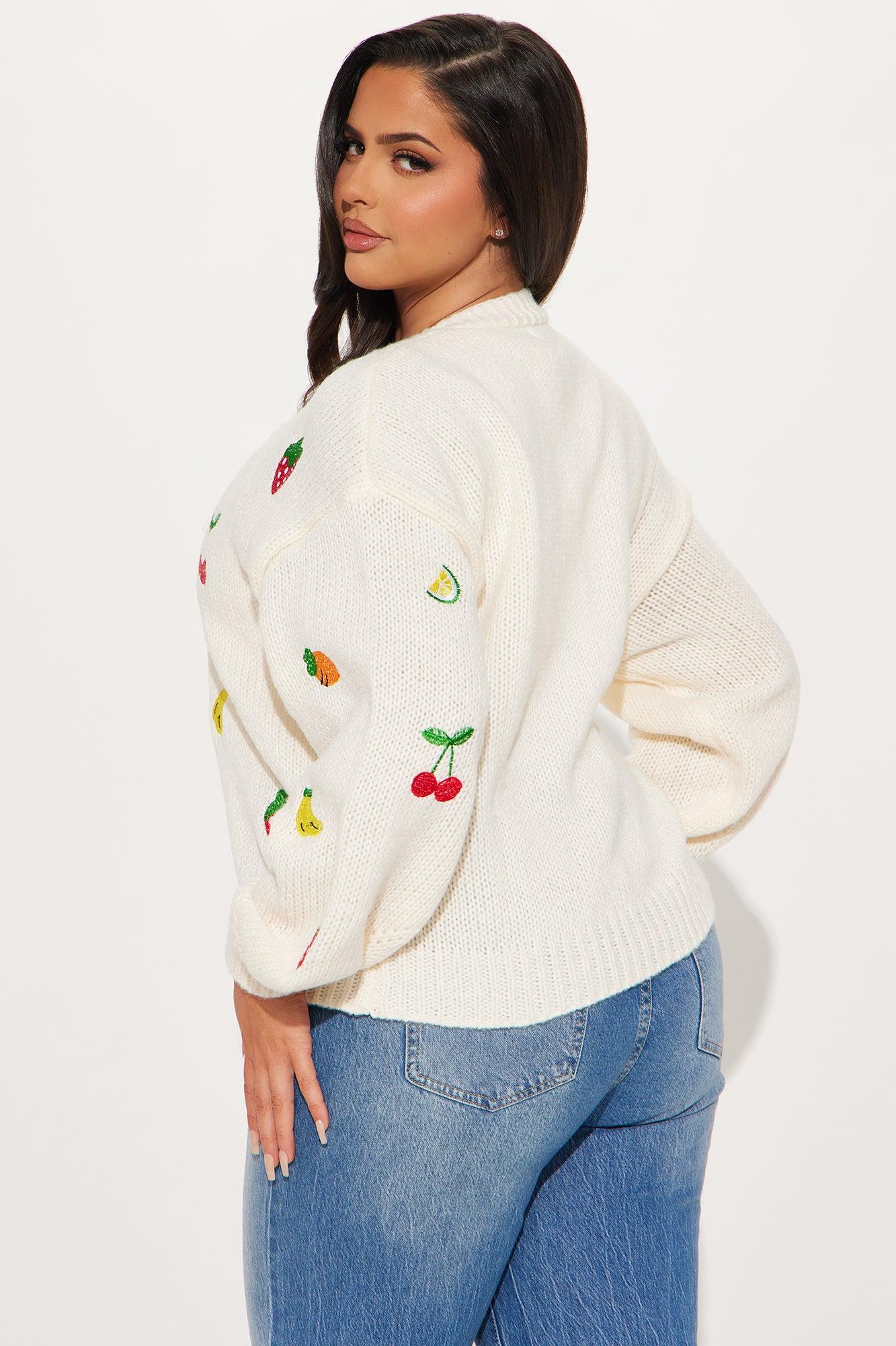 Feeling Fruity Emboridered Cardigan - Ivory/combo Product Image
