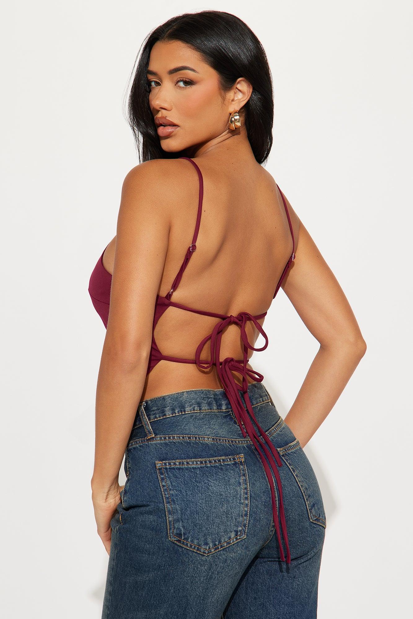 Not What It Seems Backless Top - Wine Product Image