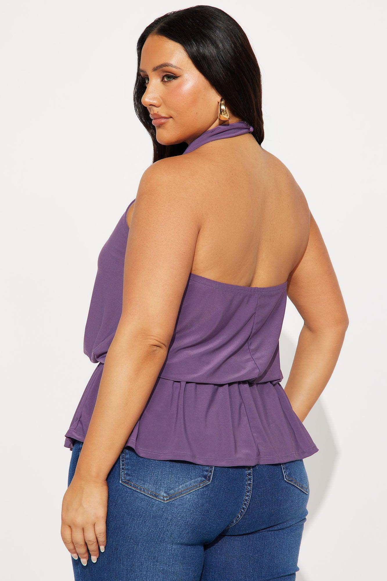 Beth High Neck Halter Top - Plum Female Product Image