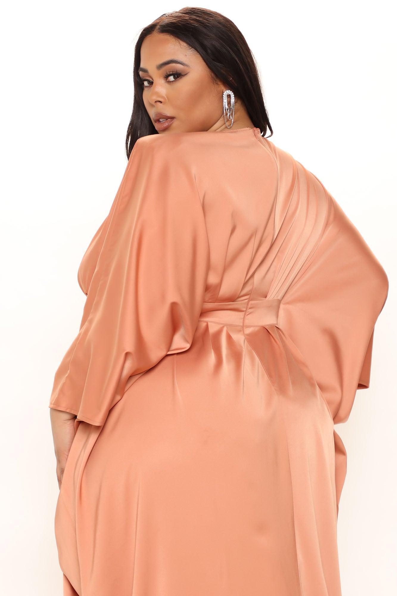 Spectacular Woman Satin Maxi Dress - Peach Product Image