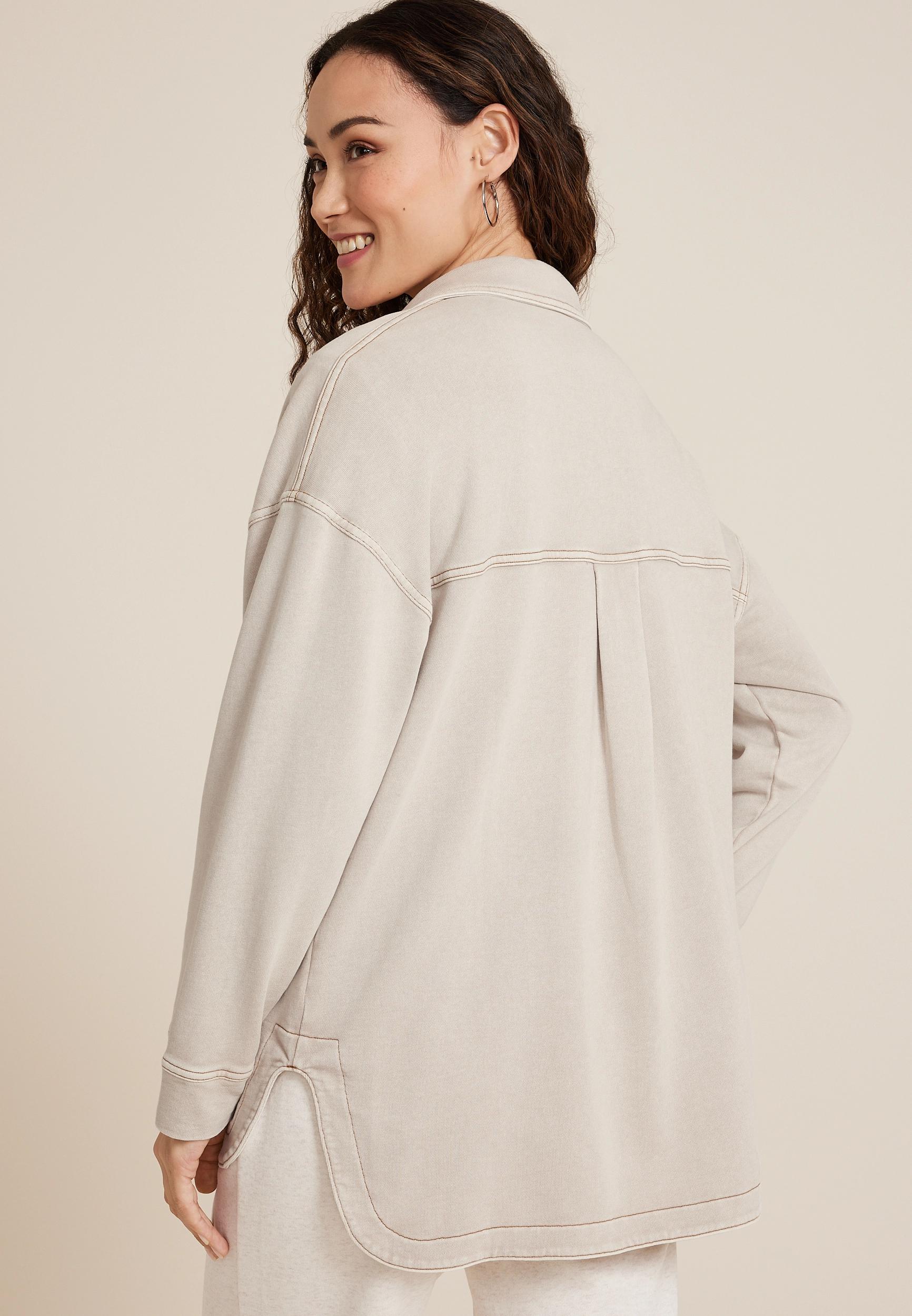 Washed Knit Denim Shacket Product Image