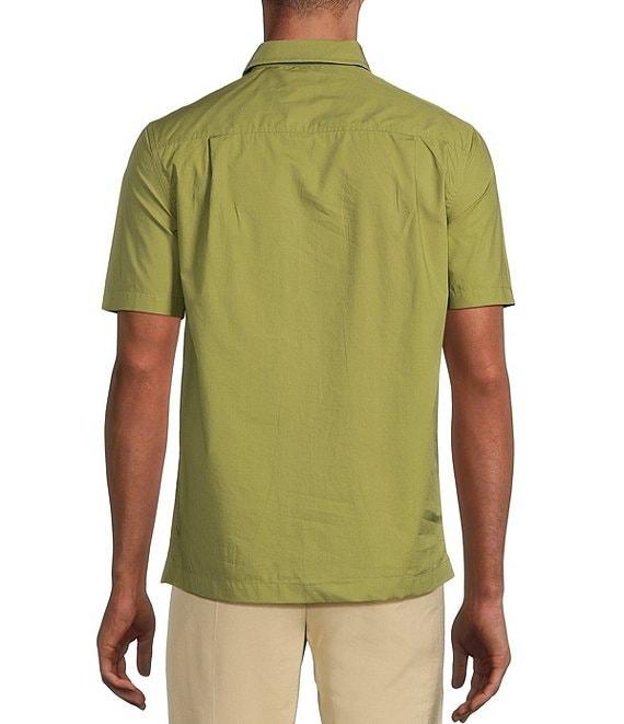 Murano Big & Tall Crocodile World Collection Slim Fit Applique Pocket Short Sleeve Woven Camp Shirt Product Image