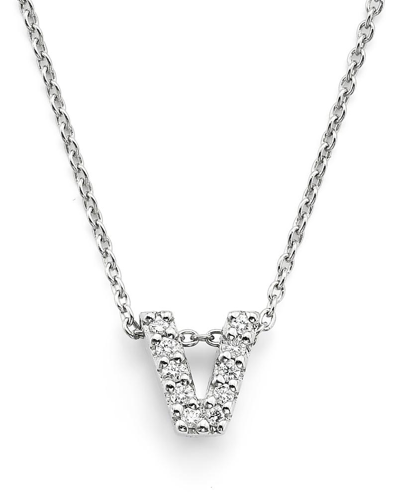 Womens Tiny Treasures 0.08 TCW Diamond & 18K White Gold Initial Necklace Product Image