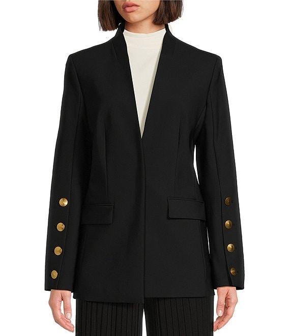 Donna Karan Open Front Hardware Button Sleeve Blazer Product Image