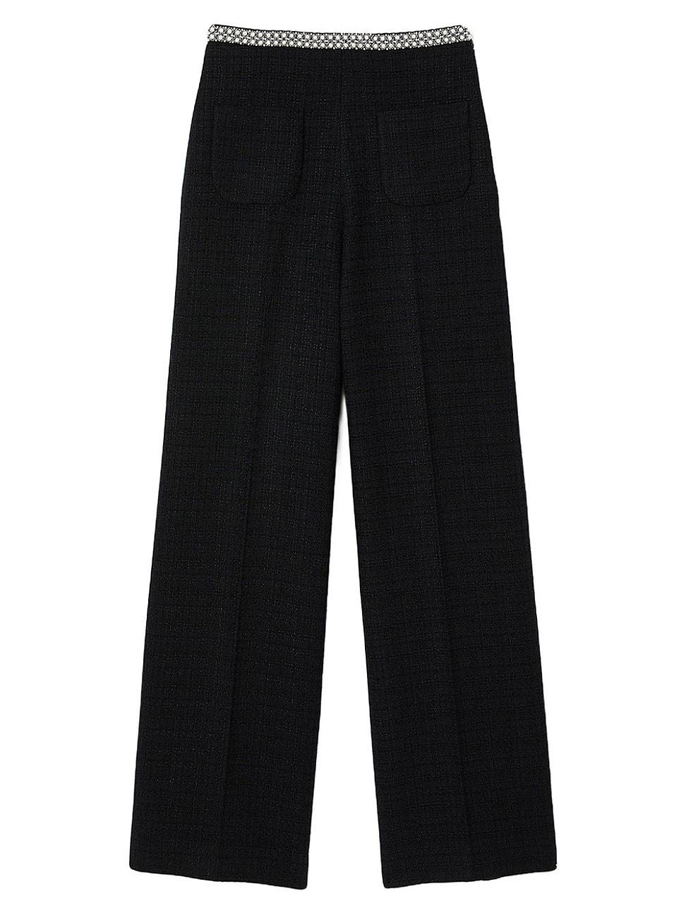 Womens High-Waisted Tweed Trousers Product Image