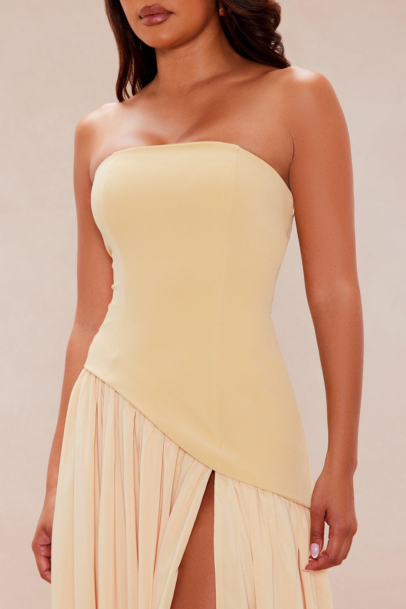 Romantic Dreams Strapless Maxi Gown - Butter Yellow Female Product Image