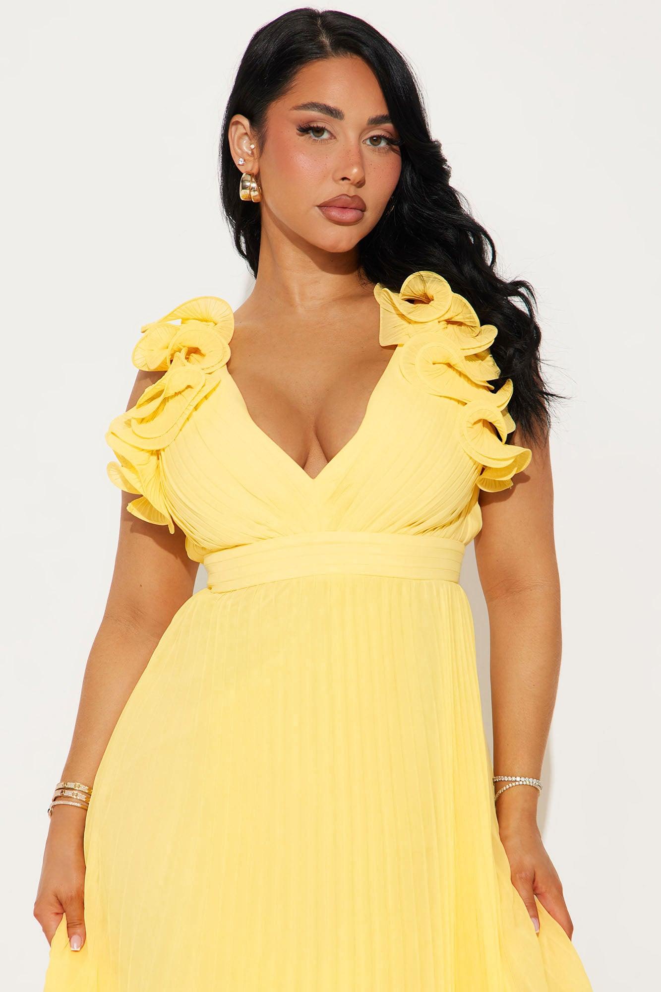 Julia Chiffon Maxi Dress - Butter Yellow Product Image