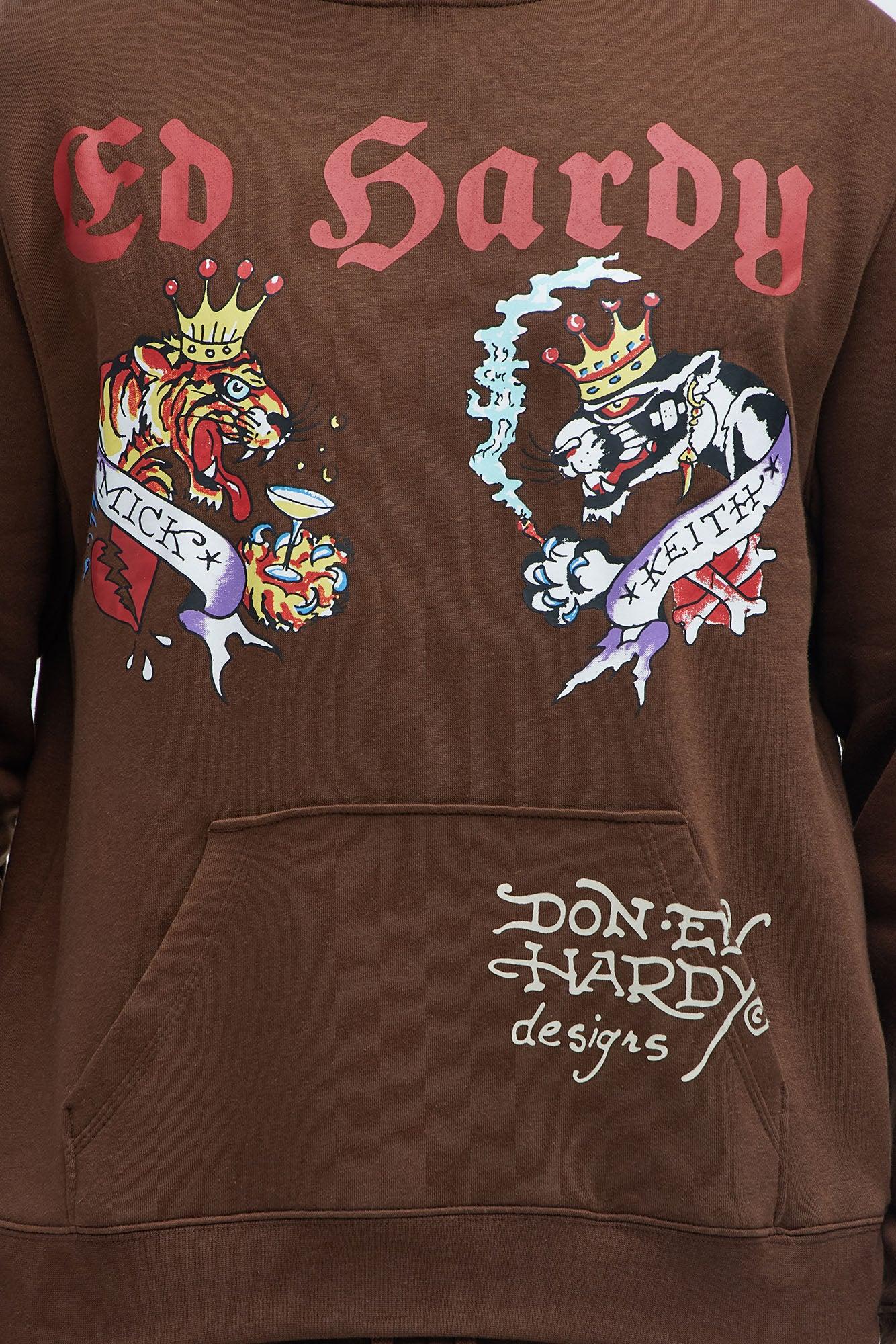 Ed Hardy Panther Tiger Hoodie - Chocolate Product Image