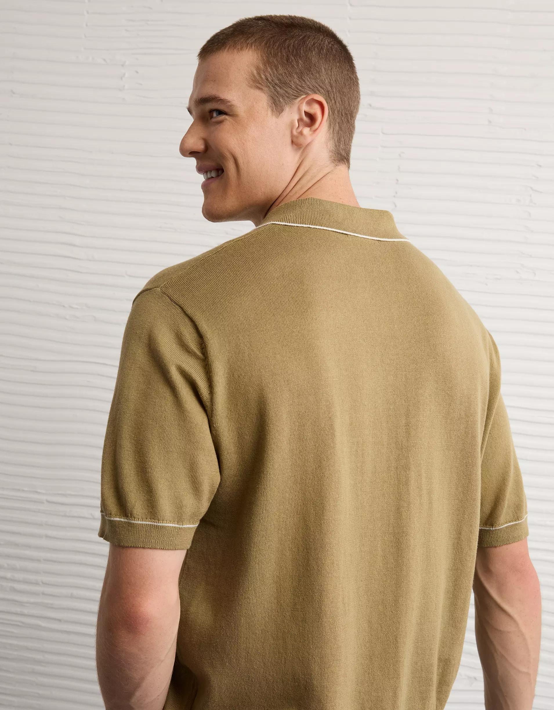 AE Tipped Sweater Polo Shirt Product Image