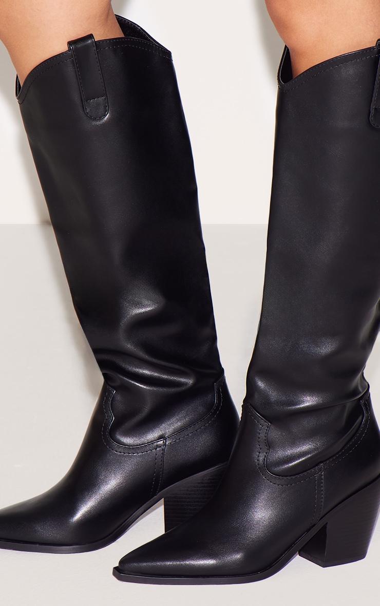 Black Mid Calf Cowboy Boots Product Image