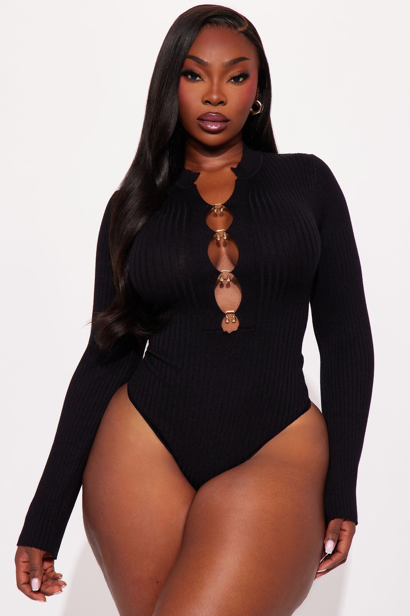 Harmony Ribbed Cut Out Bodysuit - Black Female Product Image