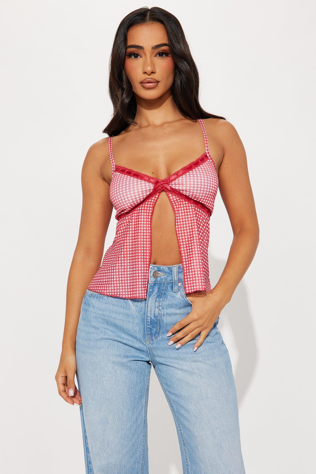 Picnic Cutie Flyaway Top - Red/White Product Image