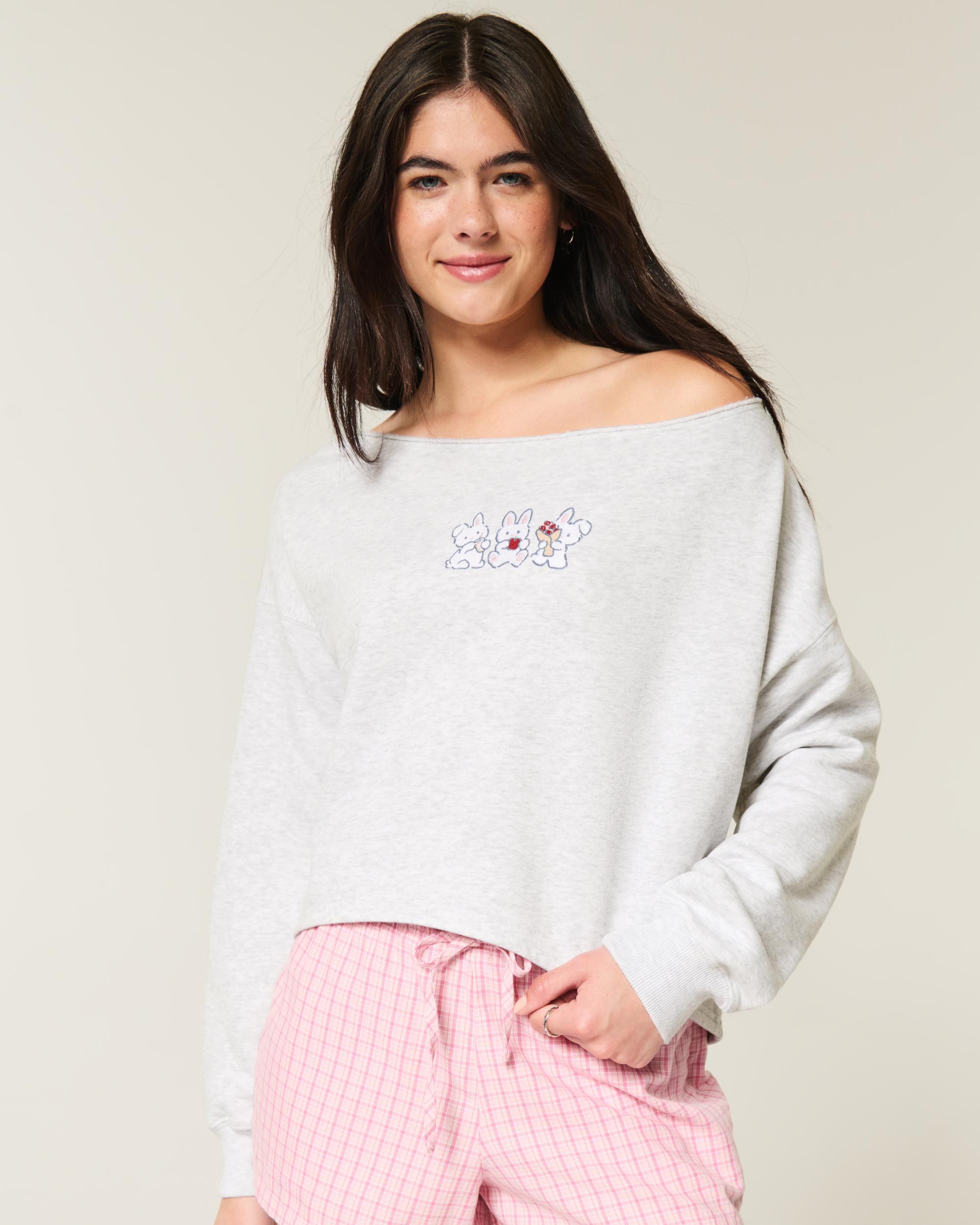 Easy Graphic Double Off-the-Shoulder Sweatshirt Product Image