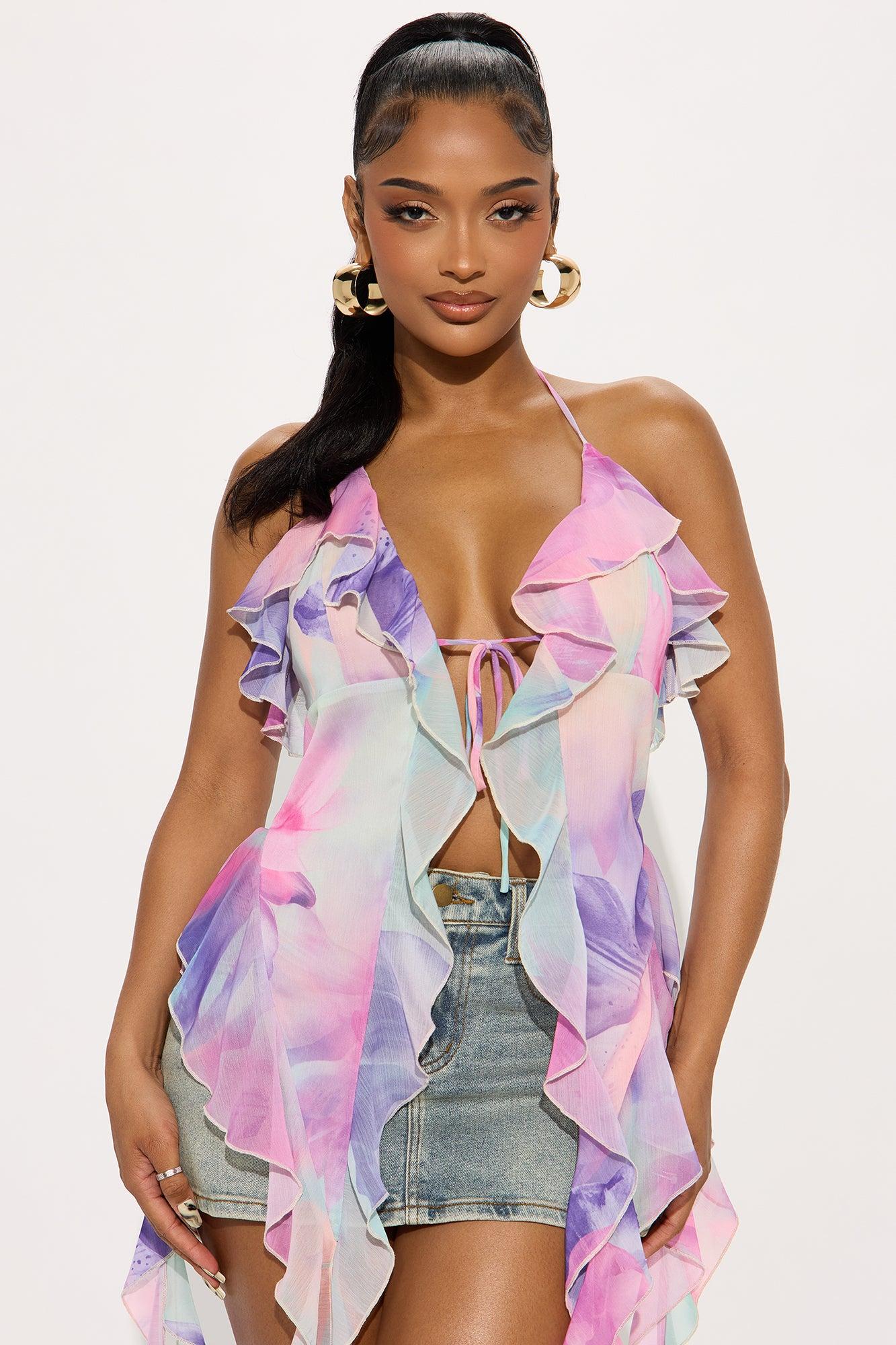 Petal Moments Ruffle Halter Top - Multi Color Female Product Image