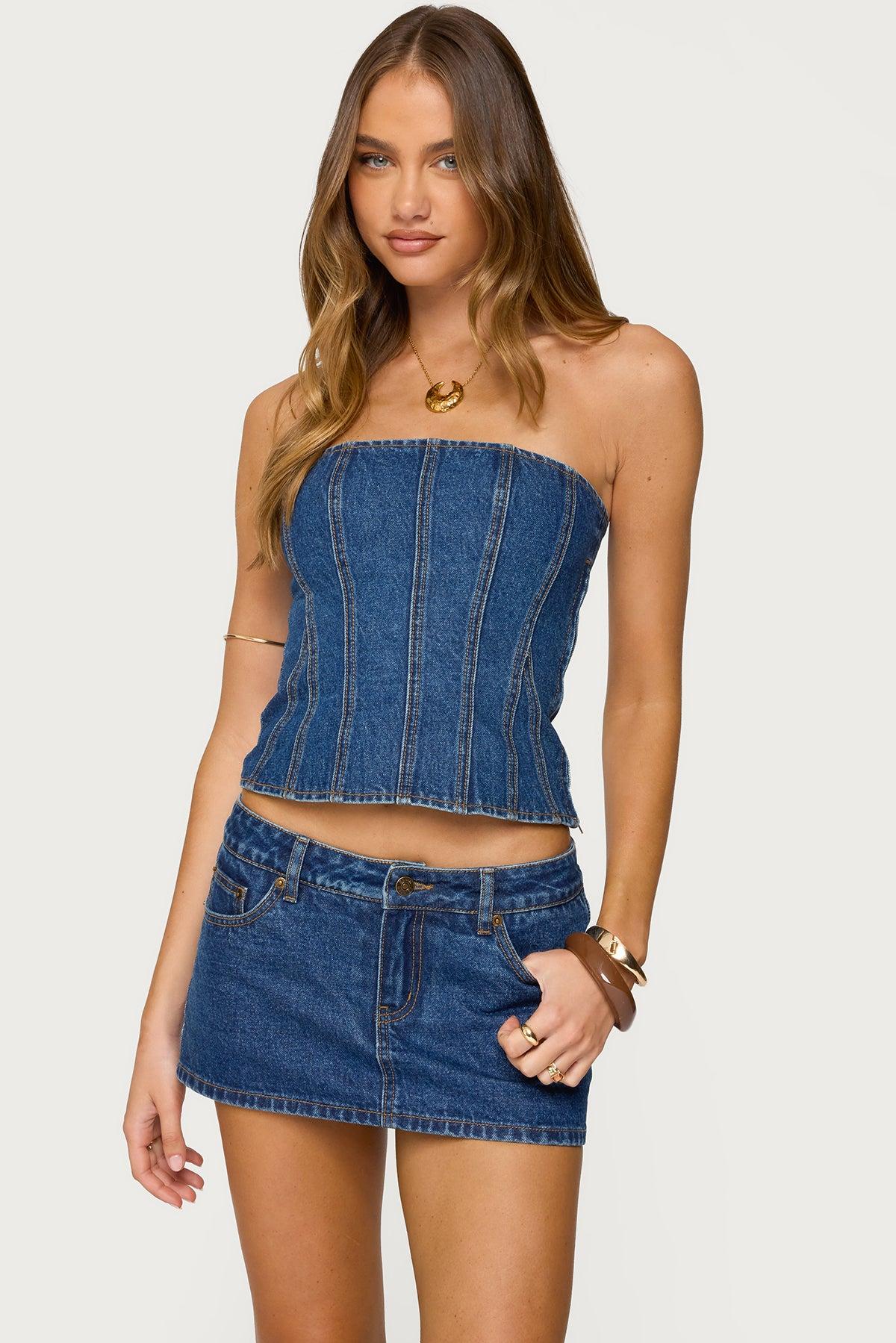 Camelia Strapless Denim Corset Product Image