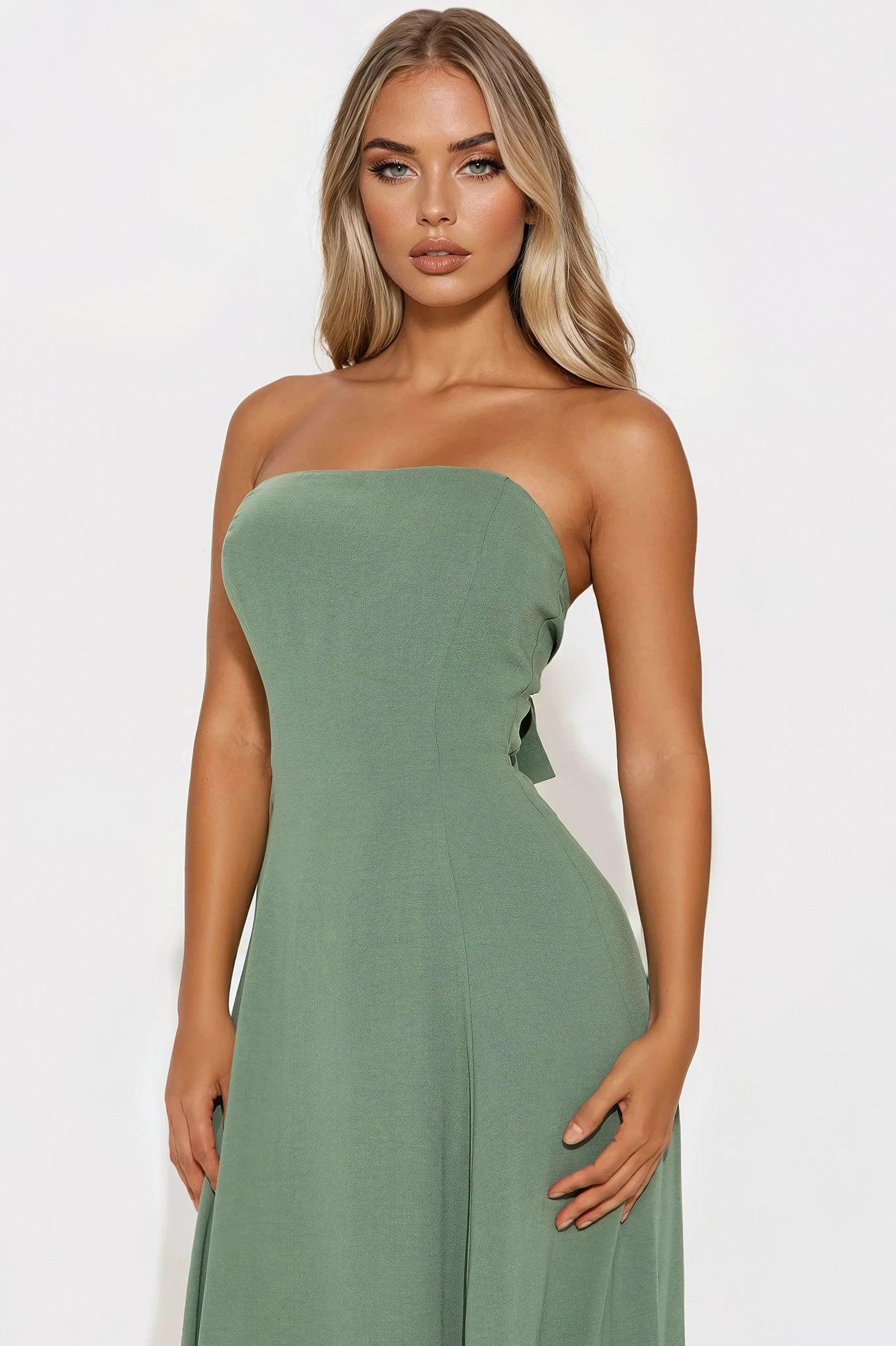Elizabeth Strapless Maxi Dress - Green Product Image