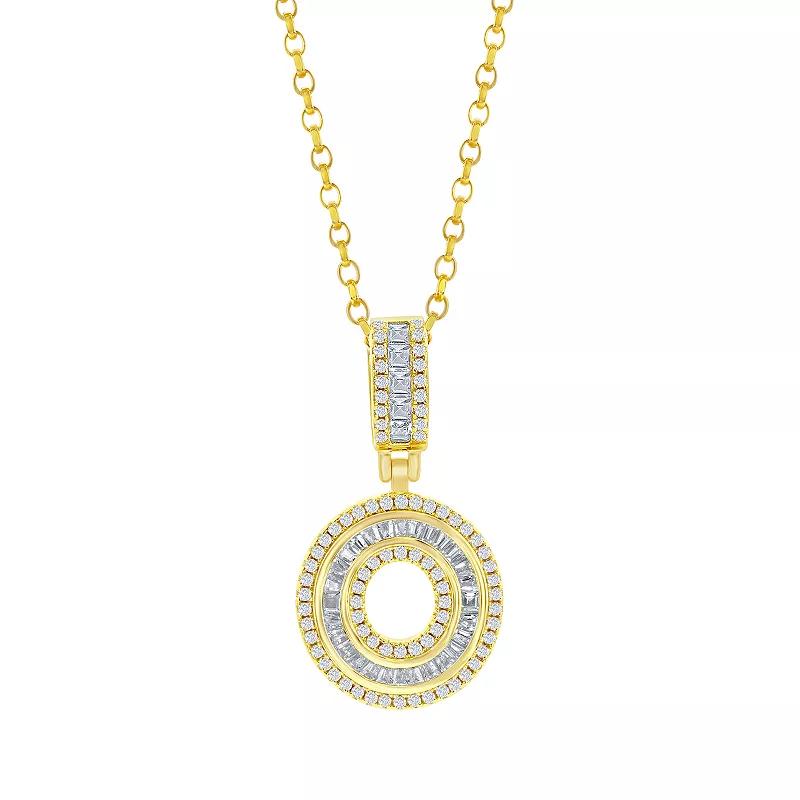 Argento Bella Sterling Silver Cubic Zirconia Initial Pendant Necklace, Women's, Size: 18", Gold Tone C Product Image