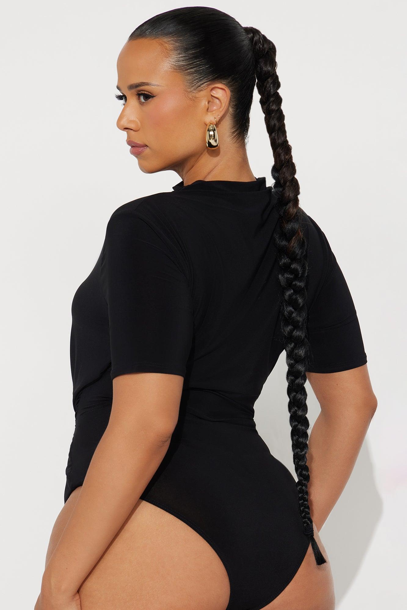 Summit Ruched Mock Neck Bodysuit - Black Female Product Image