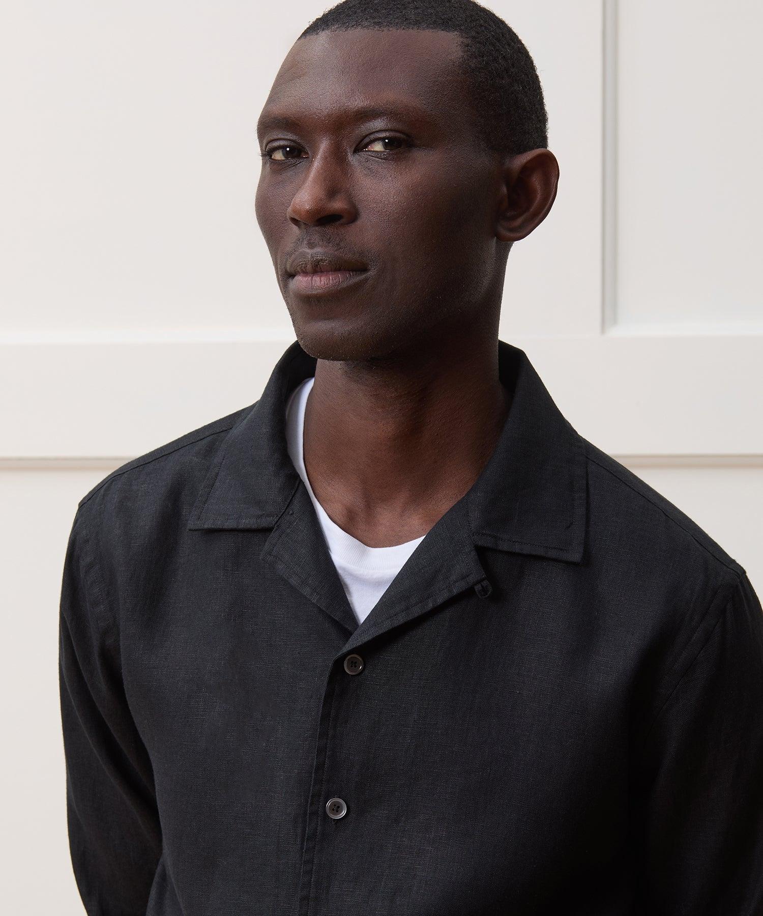 Cropped Sea Soft Irish Linen Camp Collar Shirt Product Image