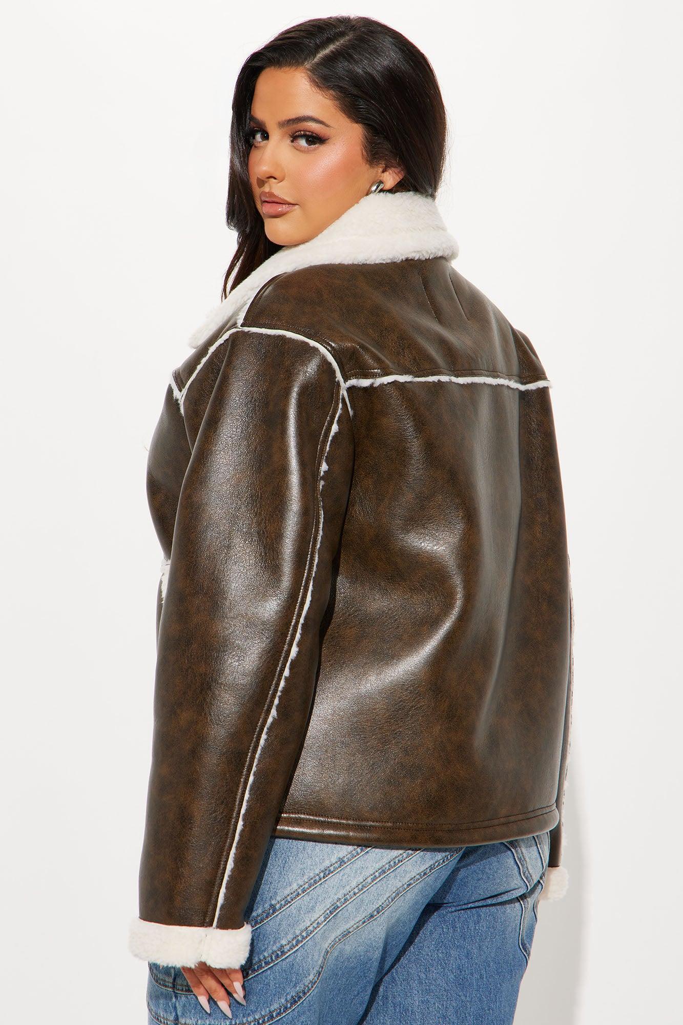 Around The Way Shearling Jacket - Brown Female Product Image