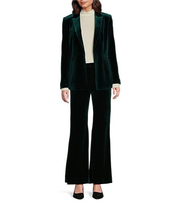 Alex Marie Stretch Velvet High Rise Flat Front Flare Long Length Coordinating Pant Product Image