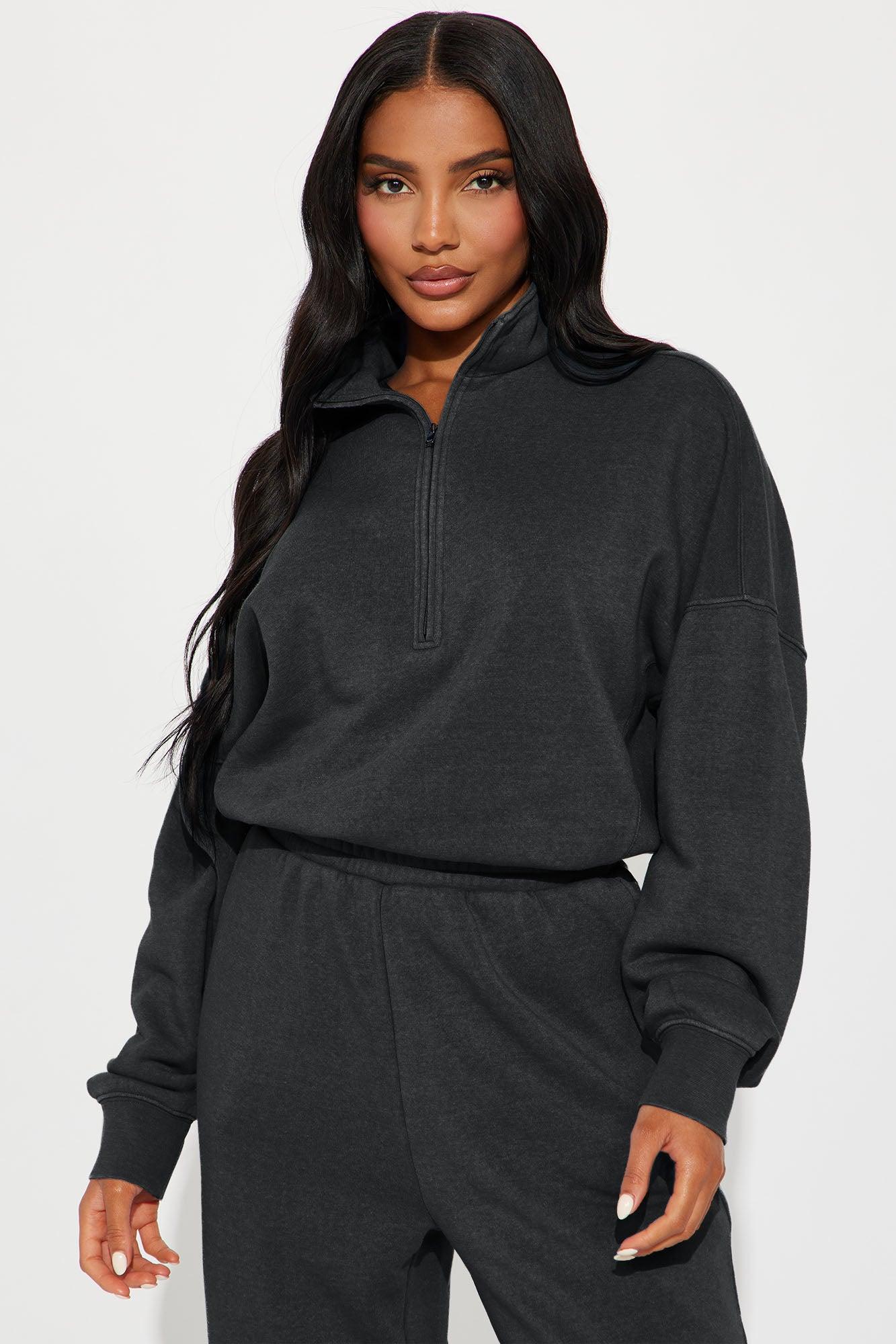 Build You Up French Terry Jumpsuit - Black Product Image