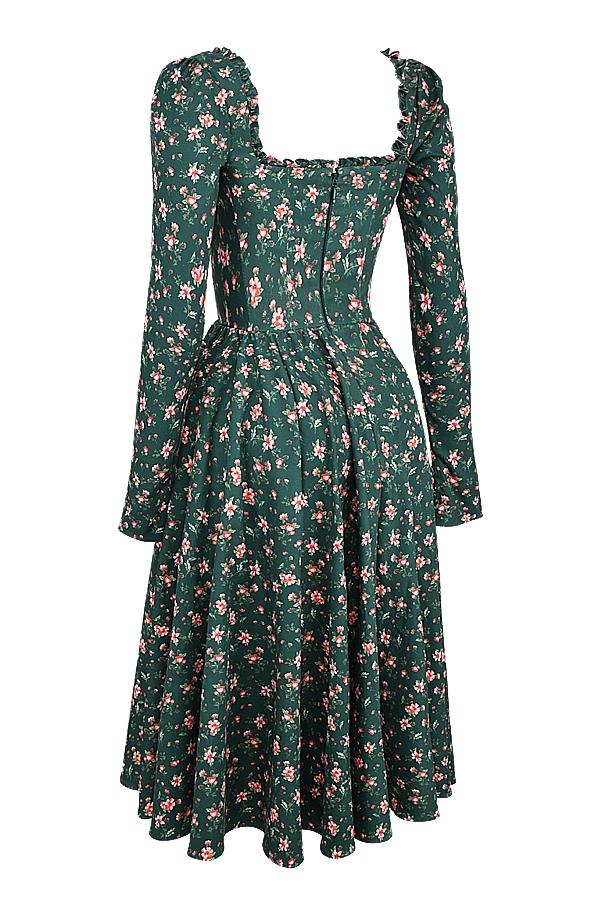 Delia  green floral print midi dress Product Image