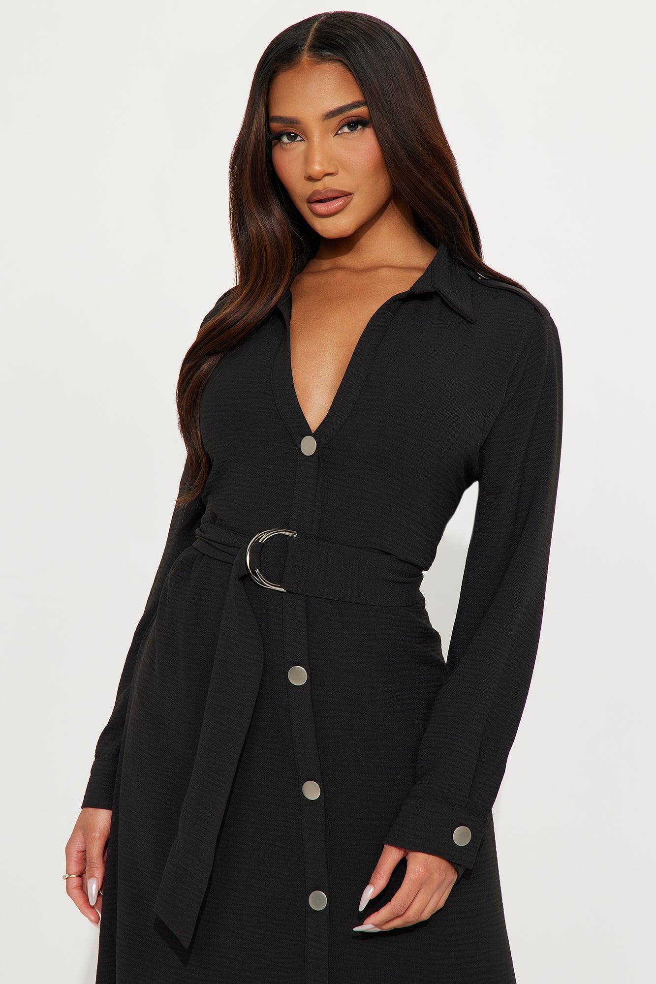 Gemma Shirt Maxi Dress - Black Product Image