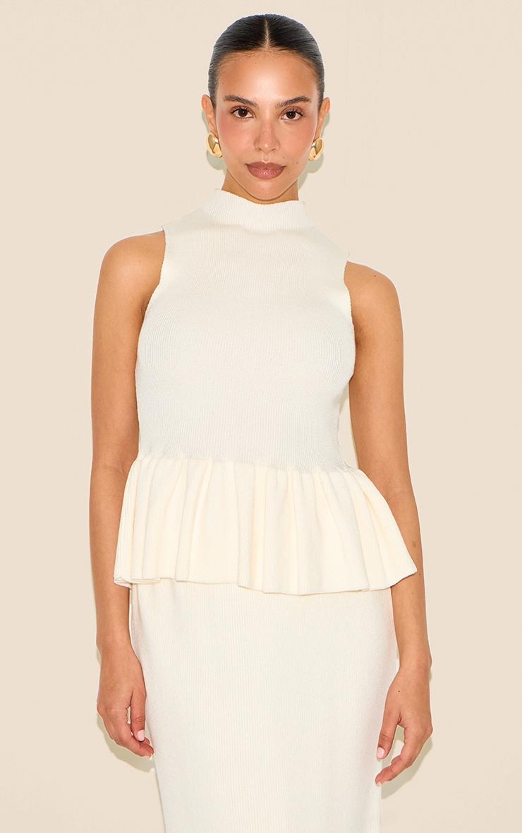 Petite Cream Knitted Low Rise Maxi Skirt Product Image