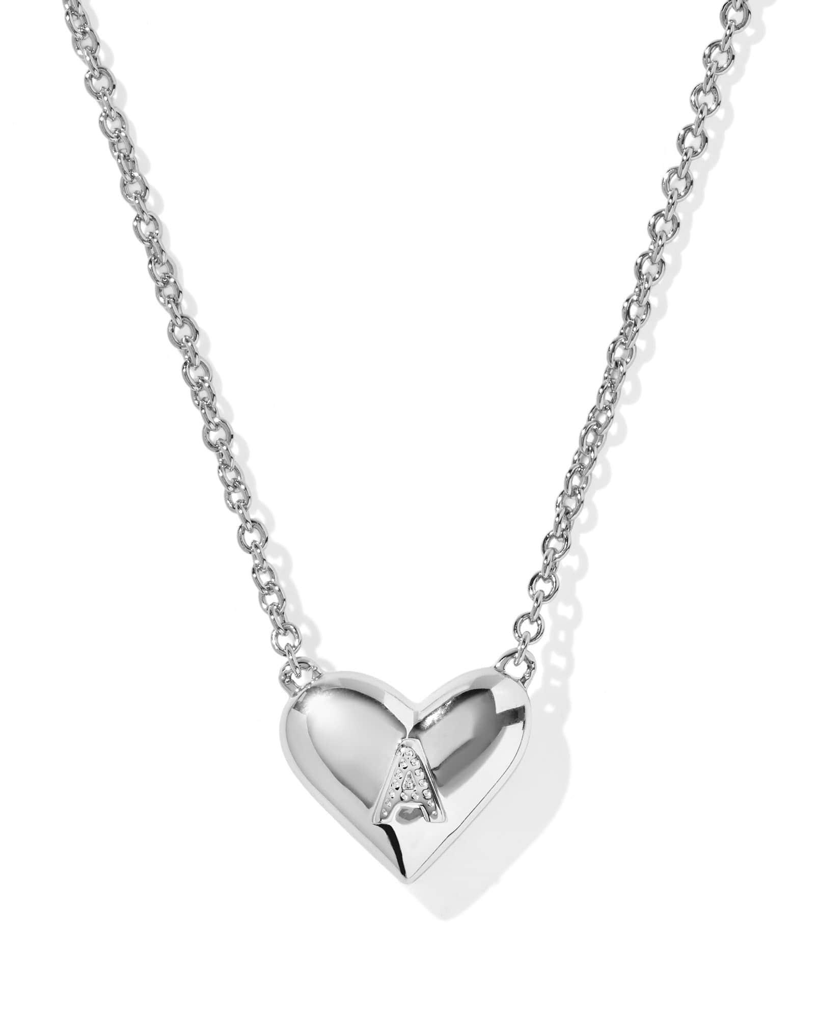 Ari Heart Letter A Silver Short Pendant Necklace Product Image