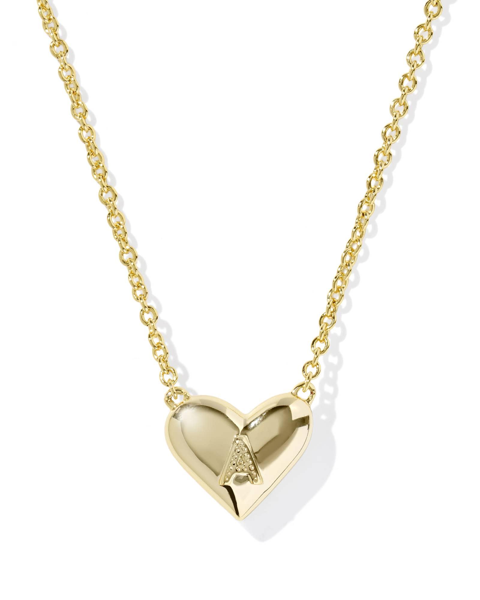 Ari Heart Letter A Gold Short Pendant Necklace Product Image