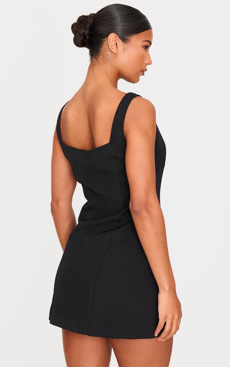 Black Woven High Neck Bow Mini Dress Product Image