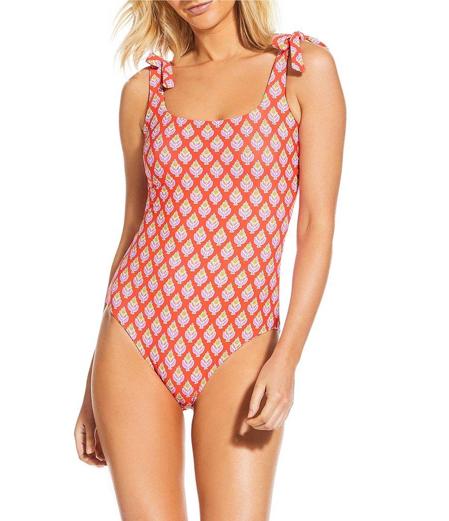 A Loves A Reversible Rio Flower Tie Shoulder Scoop Neck One Piece Swimsuit Product Image