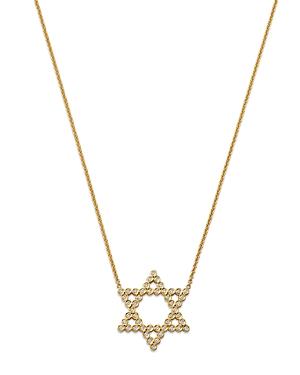 Womens Bezel 14K Gold & Diamond Open Star Of David Necklace Product Image