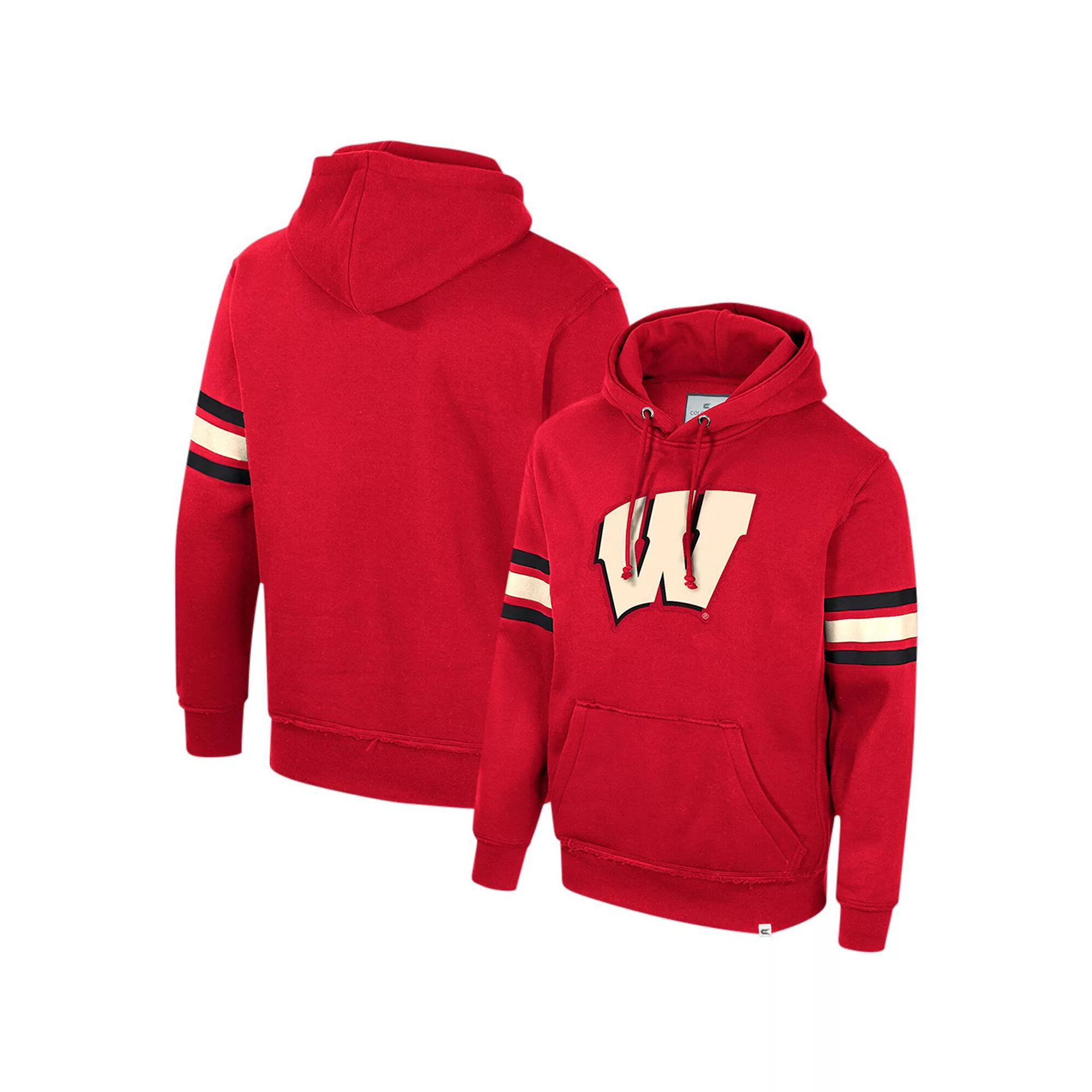 Men's Colosseum Red Wisconsin Badgers Saluting Pullover Hoodie, Size: Large Product Image