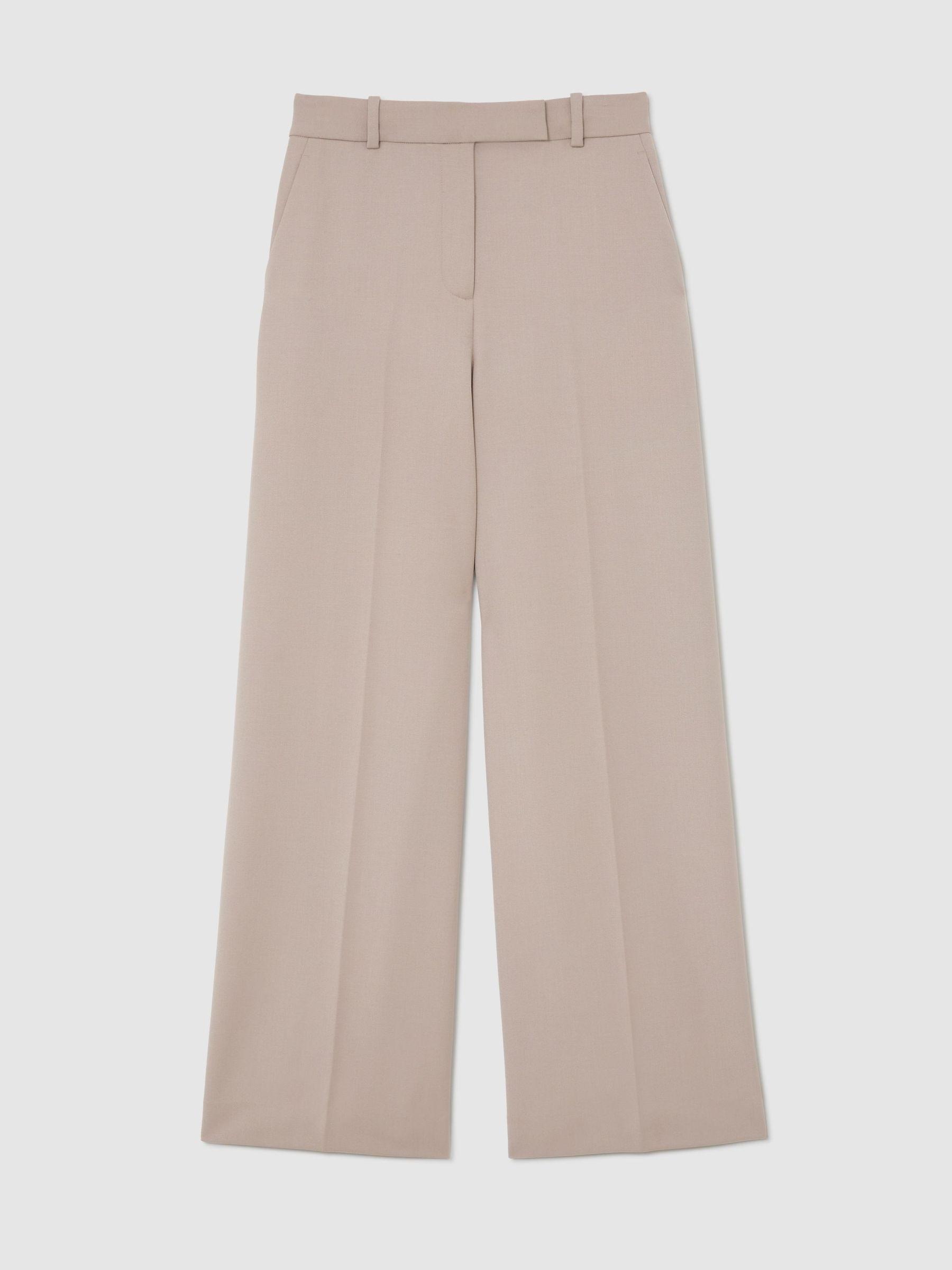 Petite Linen-Blend Textured Wide-Leg Trousers in Neutral Product Image
