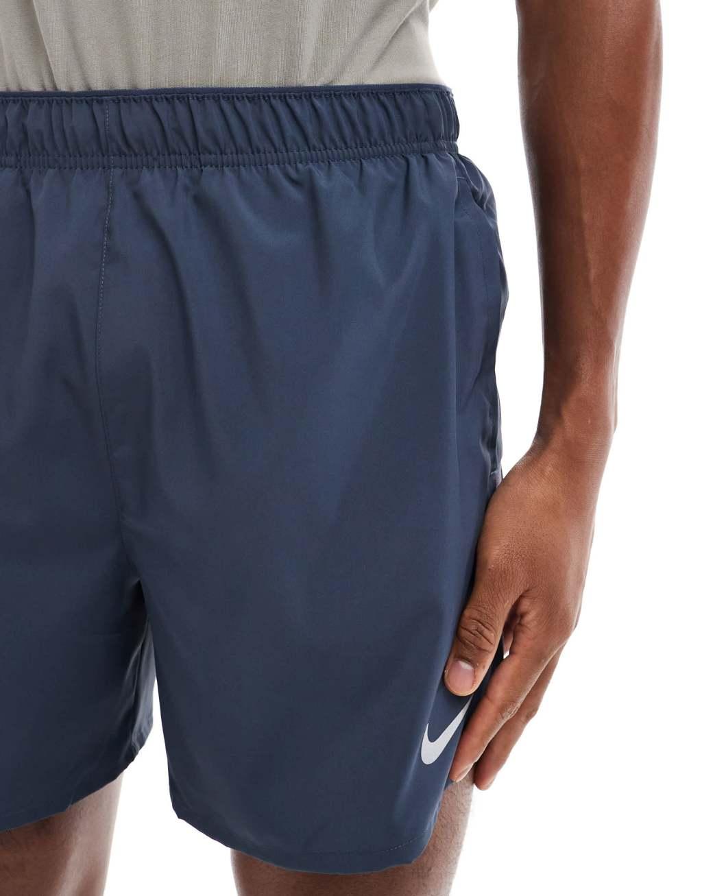 Nike Running Challenger Dri-FIT 5 inch shorts in dark blue Product Image