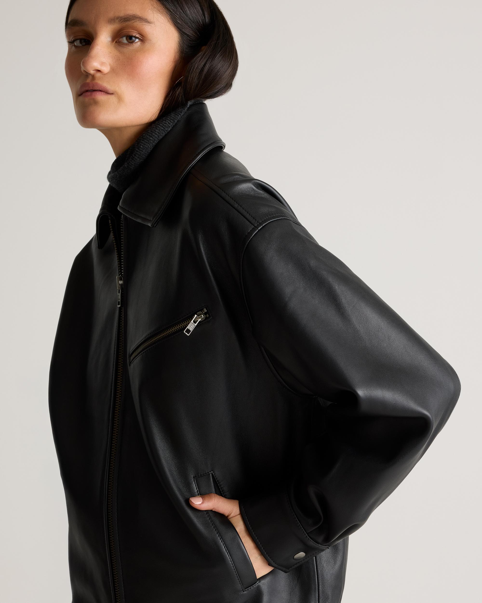 Quince | Women's OverSized Bomber Jacket Leather Product Image