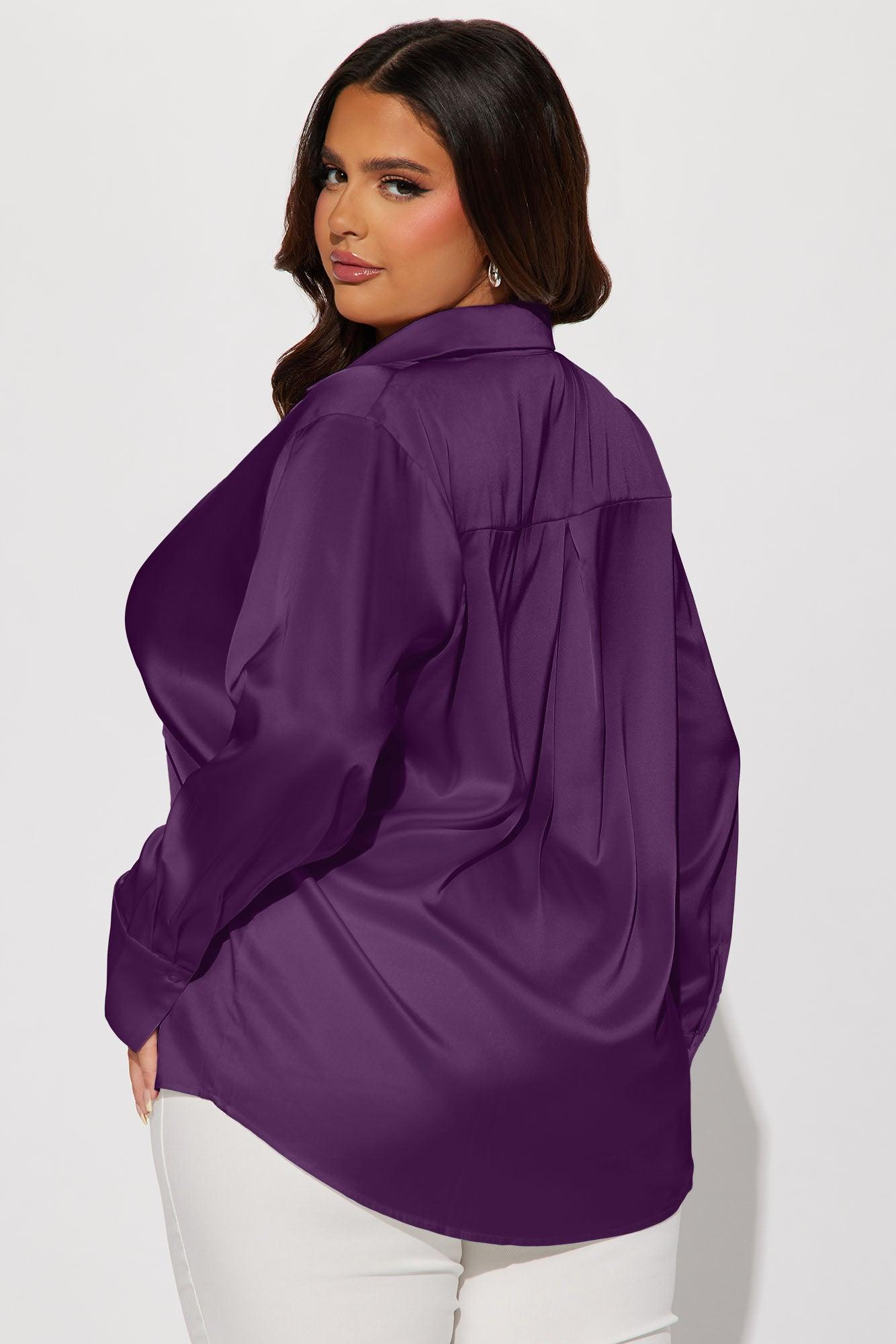 Feelin' Popular Satin Shirt - Burgundy Female Product Image