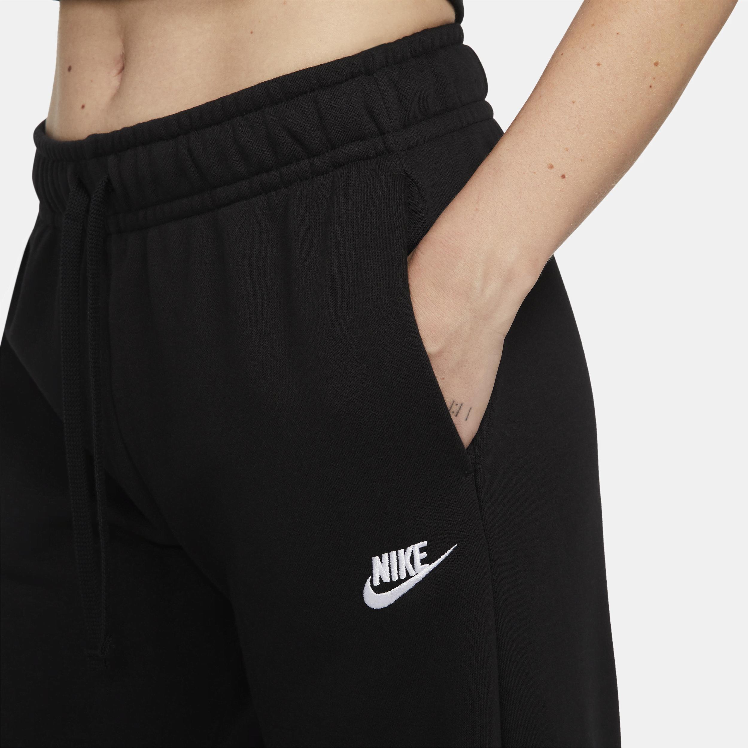 Nike Womens Nike NSW Club Fleece Mid Rise Pant Wide - Womens Black/White Product Image