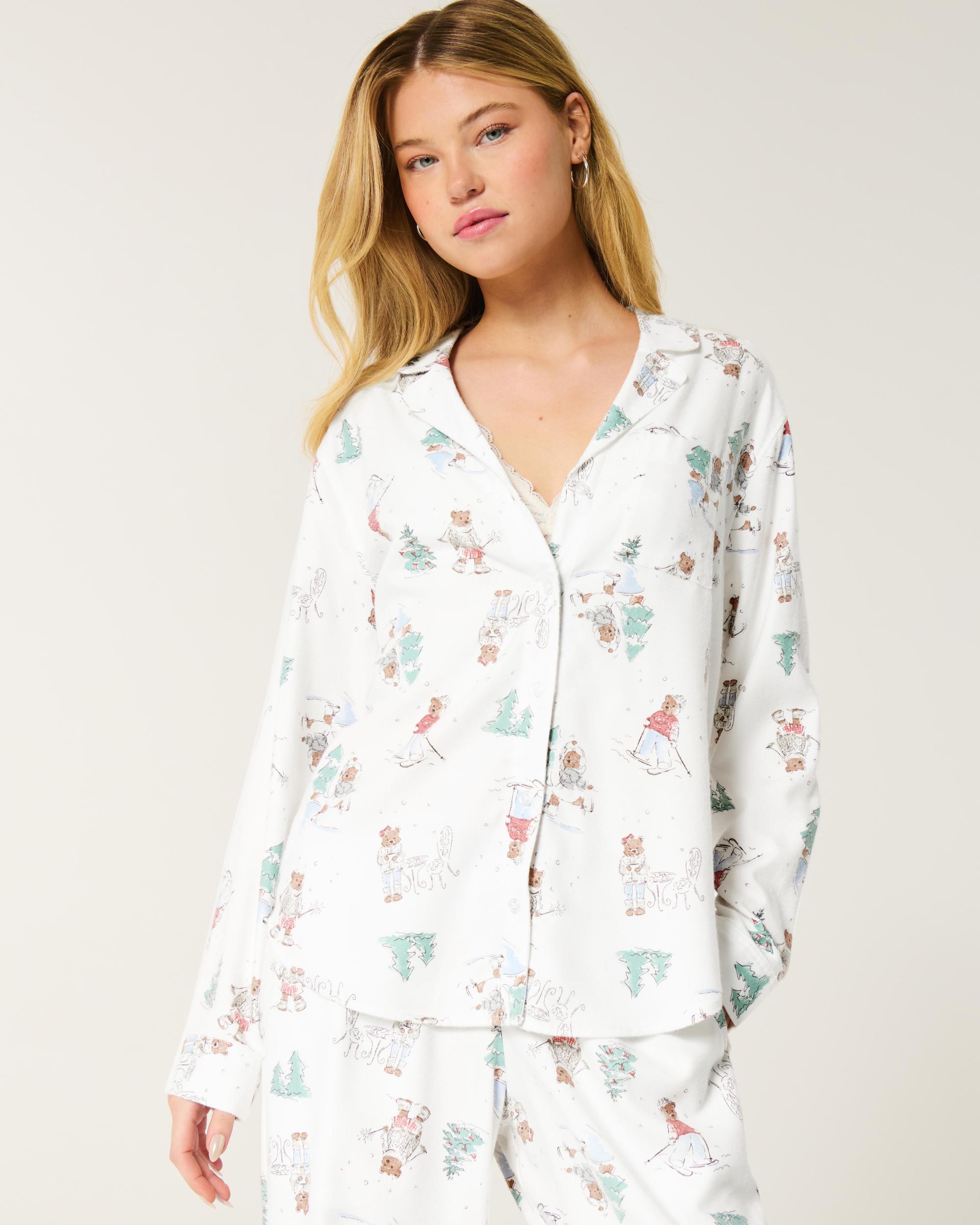 Long-Sleeve Flannel Pajama Top Product Image