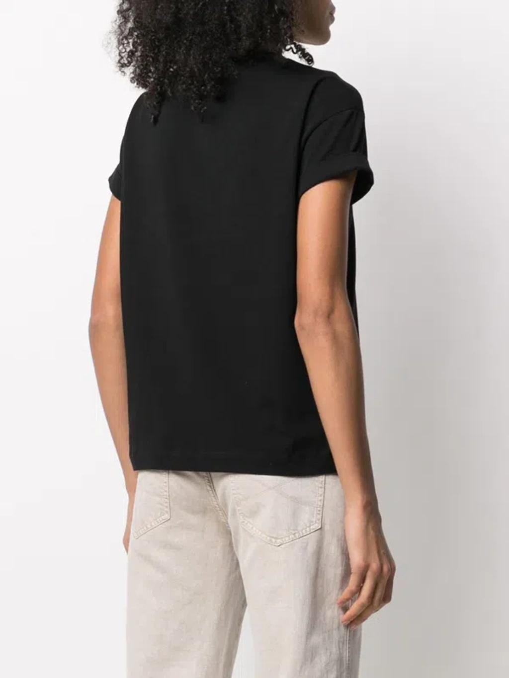 BRUNELLO CUCINELLI Women Stretch Cotton Jersey T-shirt With Precious Faux-layering In Black Product Image