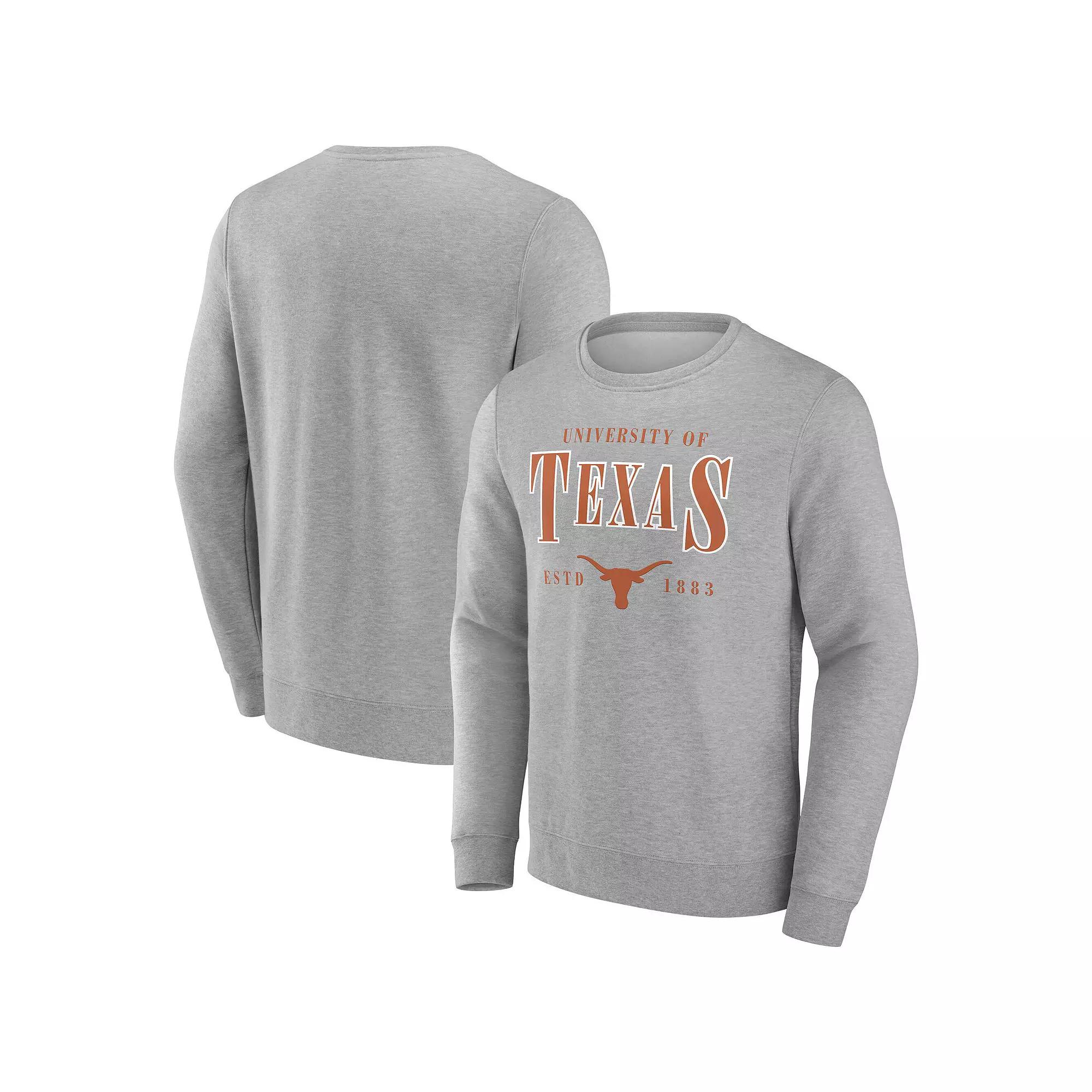 Men's Fanatics Gray Texas Longhorns True Classics Act Fast Fleece Pullover Sweatshirt, Size: Large, Grey Product Image